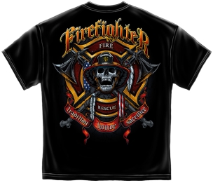 Firefighter Biker and Axes T Shirt