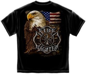 Firefighter Eagle & Flag T Shirt